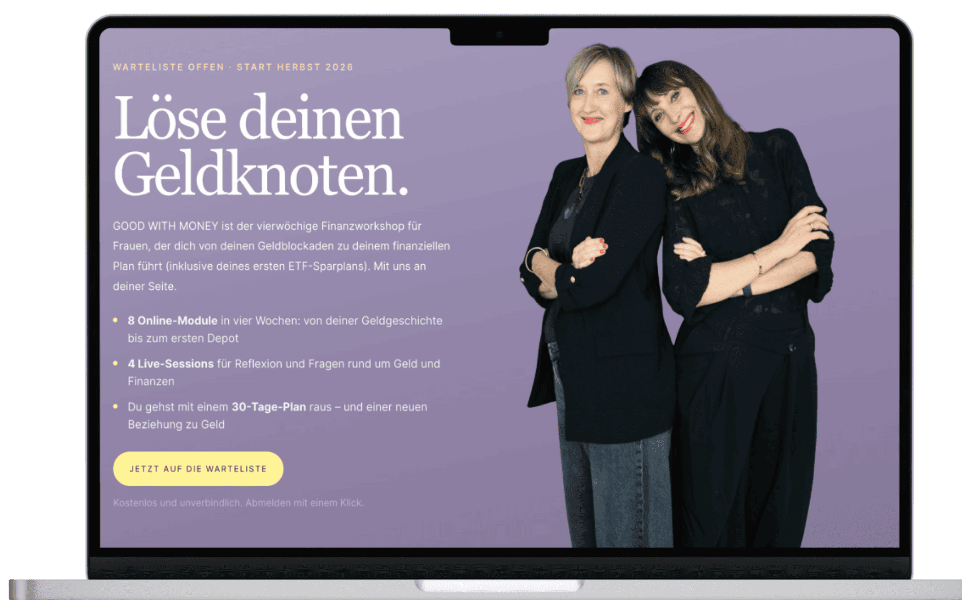 Vorschau der Good-with-Money-Seite auf einem Laptop