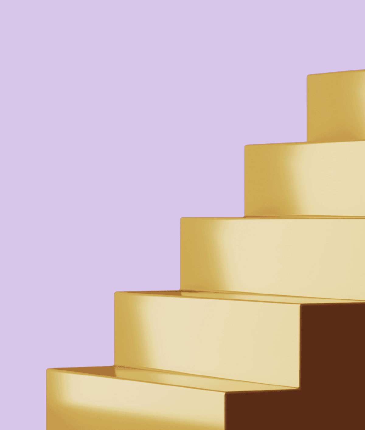 Goldene Treppe auf lila Hintergrund